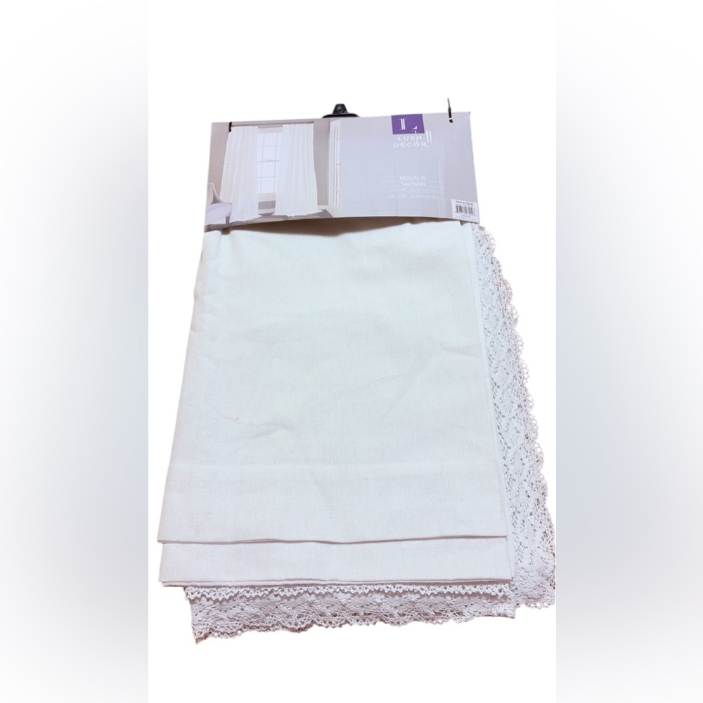 Lush Decor Rosalie Lace Trim Curtains Set of 2 Panels 54x95 White NWT